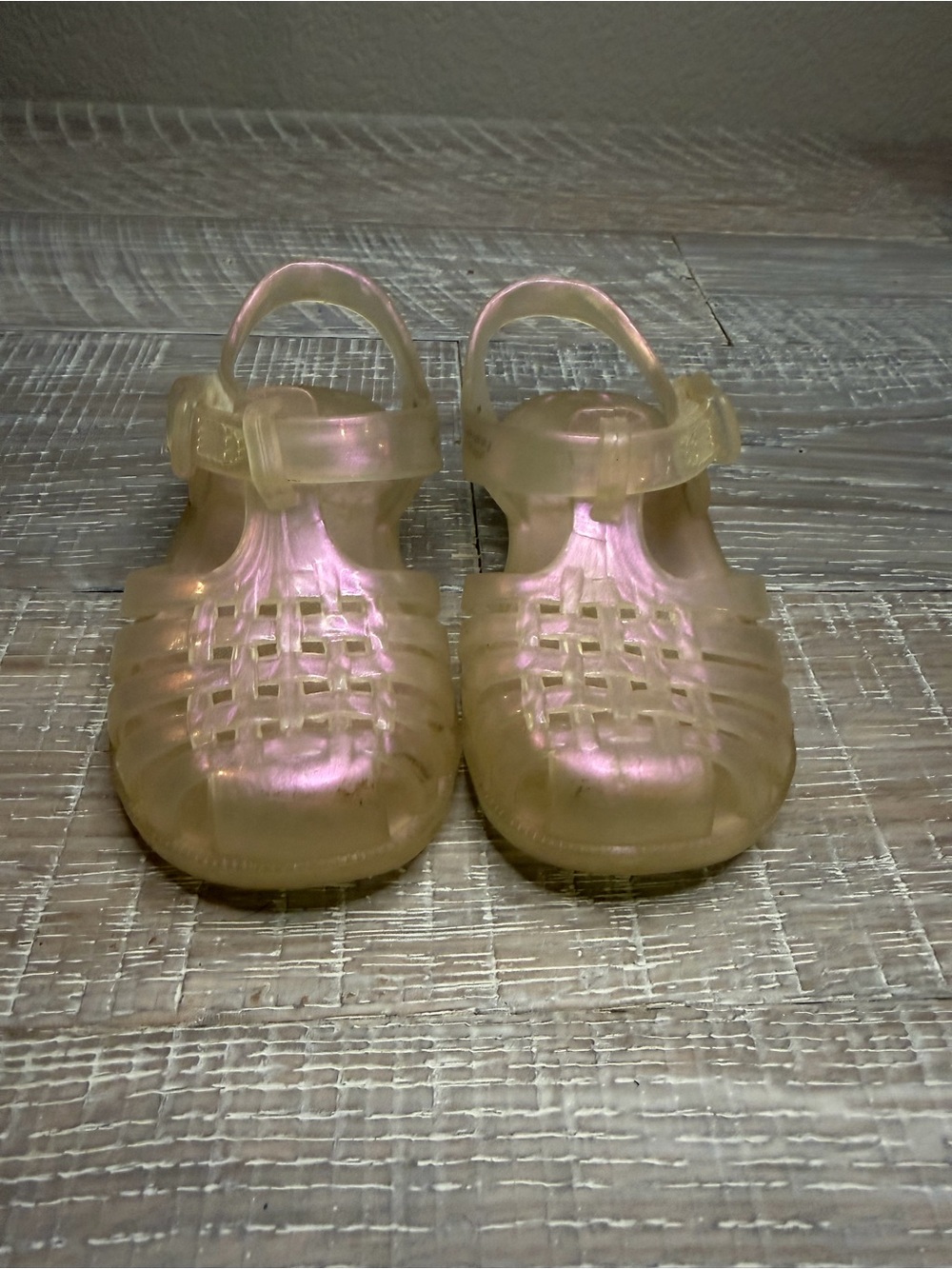 Cat & Jack Iridescent Pearl Pink Jelly Sandals